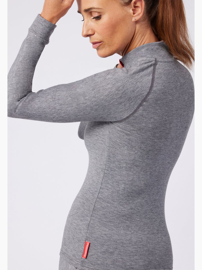 T-shirt col zippé Comfort Thermolactyl 4 femme - DamartSport Gris - Kiabi