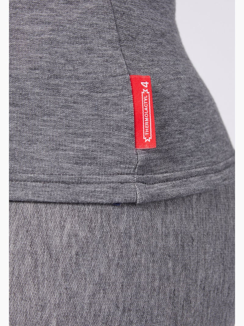 T-shirt col zippé Comfort Thermolactyl 4 femme - DamartSport Gris - Kiabi