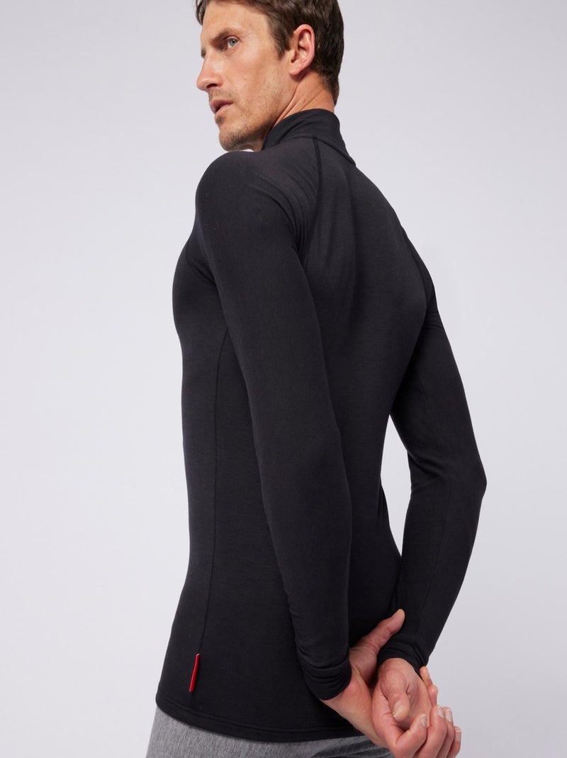 T-shirt col zippé Comfort Thermolactyl 4 homme - DamartSport Noir - Kiabi