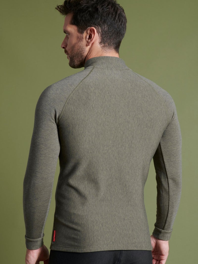 T-shirt col zippé Comfort Thermolactyl 5 homme - DamartSport Kaki - Kiabi