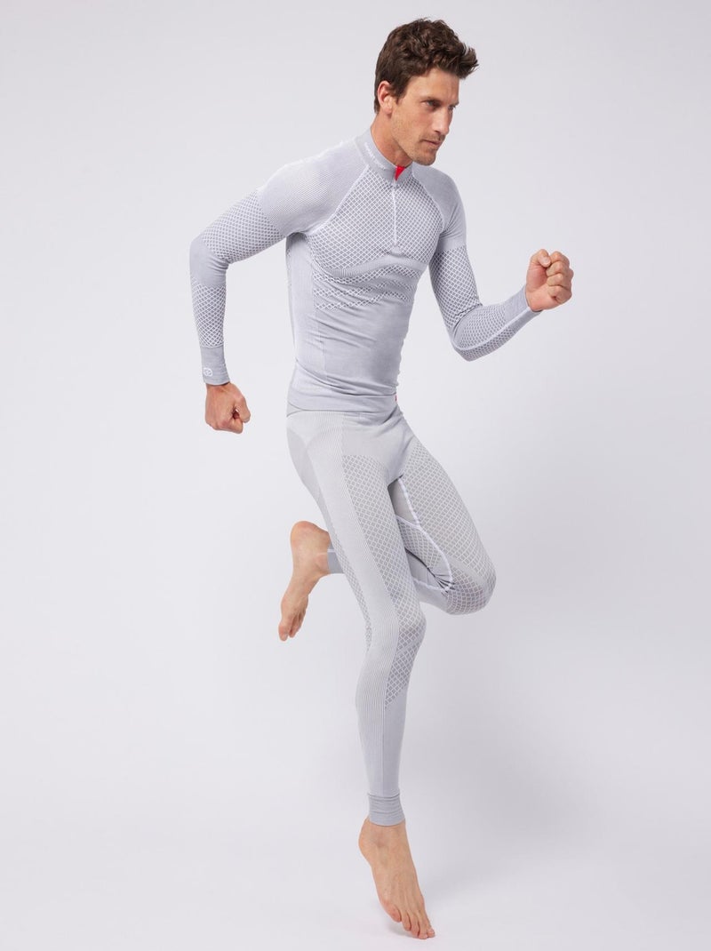 T-shirt col zippé Energy 3 Thermolactyl homme - DamartSport Gris - Kiabi
