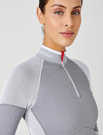 T-shirt col zippé Energy Thermolactyl 4 femme thermique - DamartSport