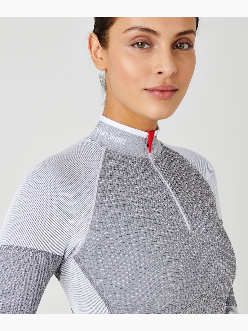 T-shirt col zippé Energy Thermolactyl 4 femme - DamartSport Gris - Kiabi
