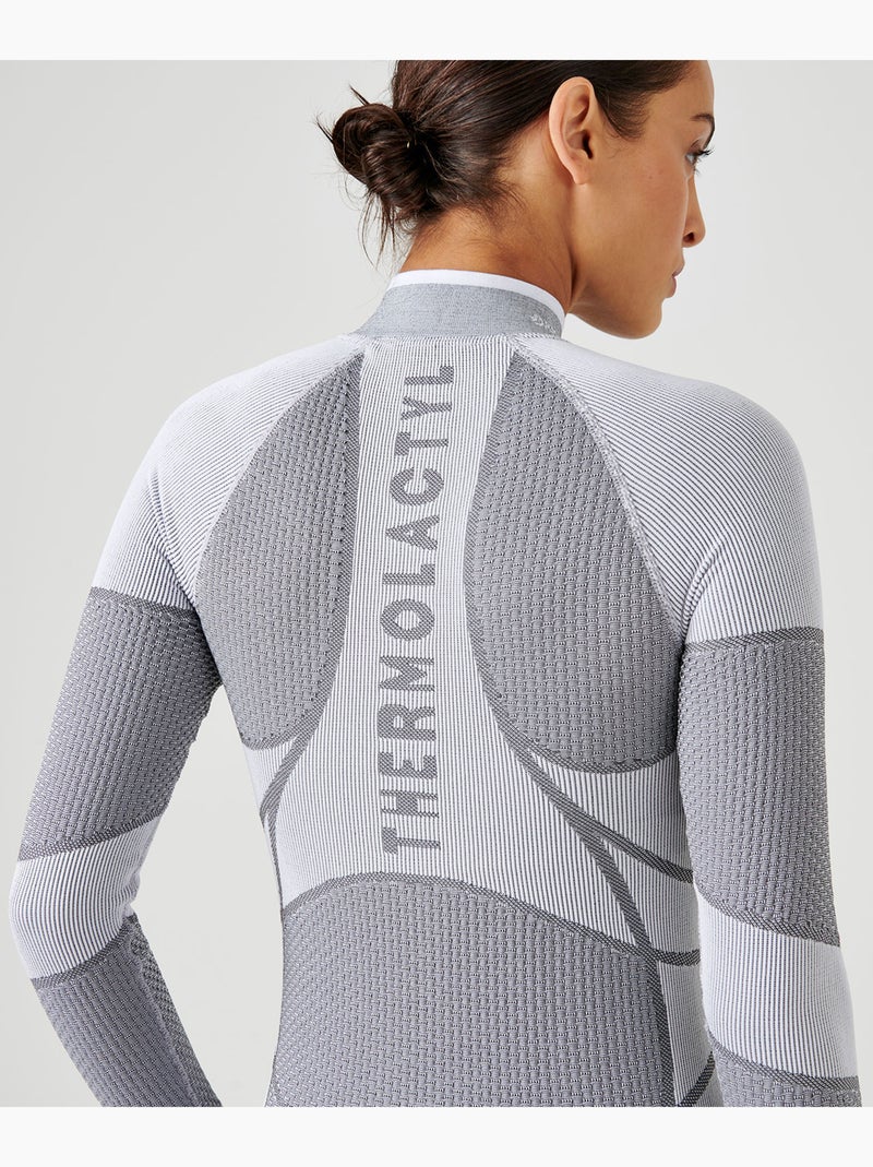 T-shirt col zippé Energy Thermolactyl 4 femme - DamartSport Gris - Kiabi