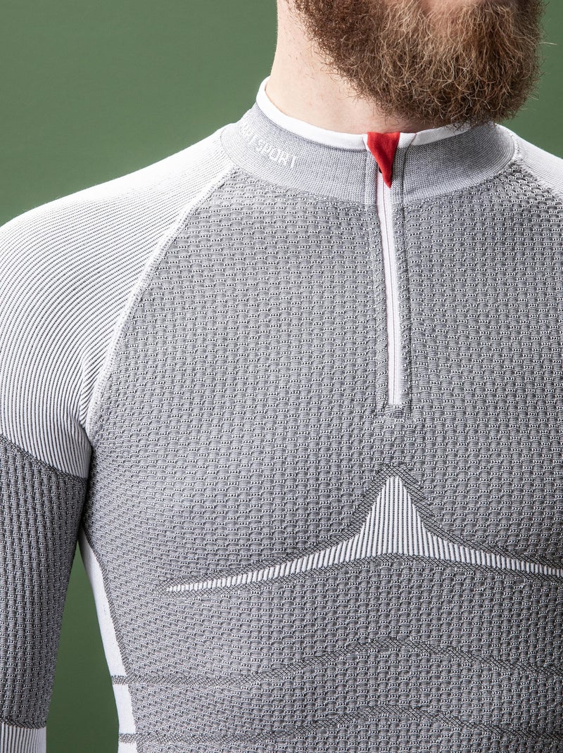 T-shirt col zippé Energy Thermolactyl 4 homme thermique - DamartSport Gris clair - Kiabi