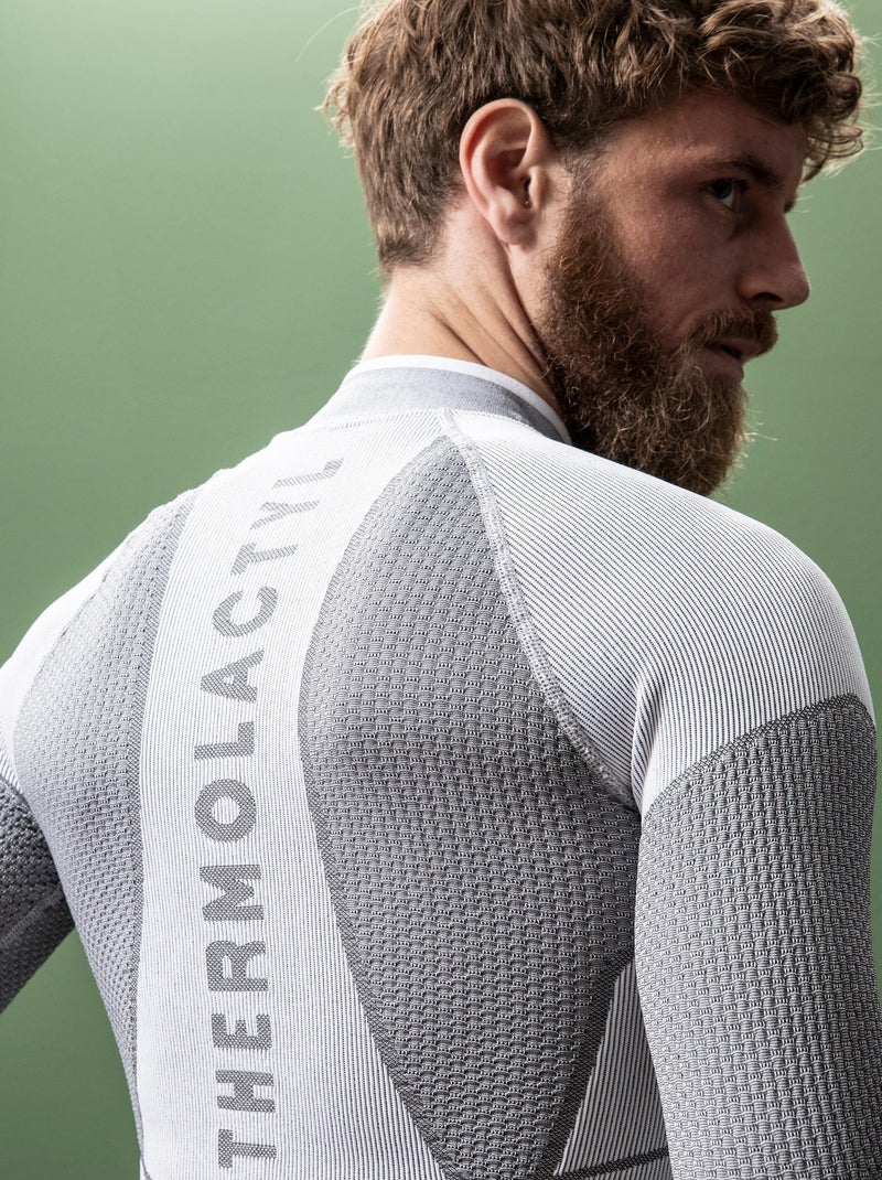 T-shirt col zippé Energy Thermolactyl 4 homme thermique - DamartSport Gris clair - Kiabi