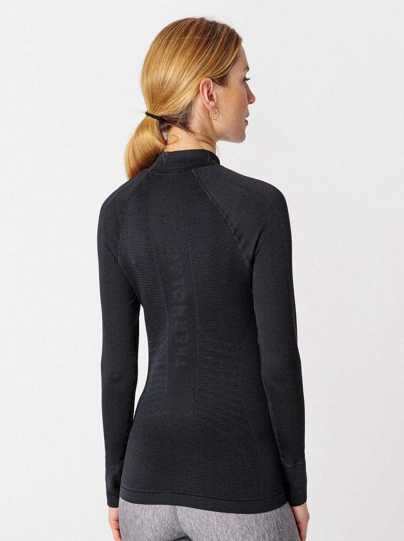T-shirt col zippé Energy Thermolactyl 5 femme thermique - DamartSport Noir - Kiabi