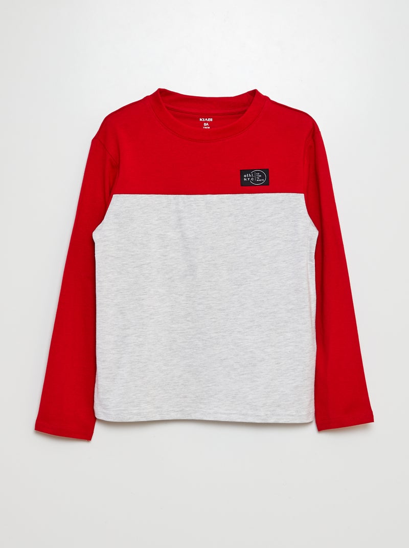 T-shirt color bloc Rouge - Kiabi