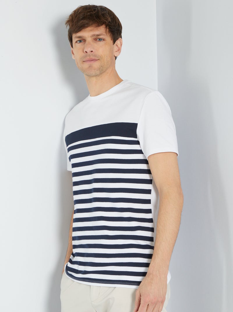 T-shirt color-block à rayures blanc - Kiabi