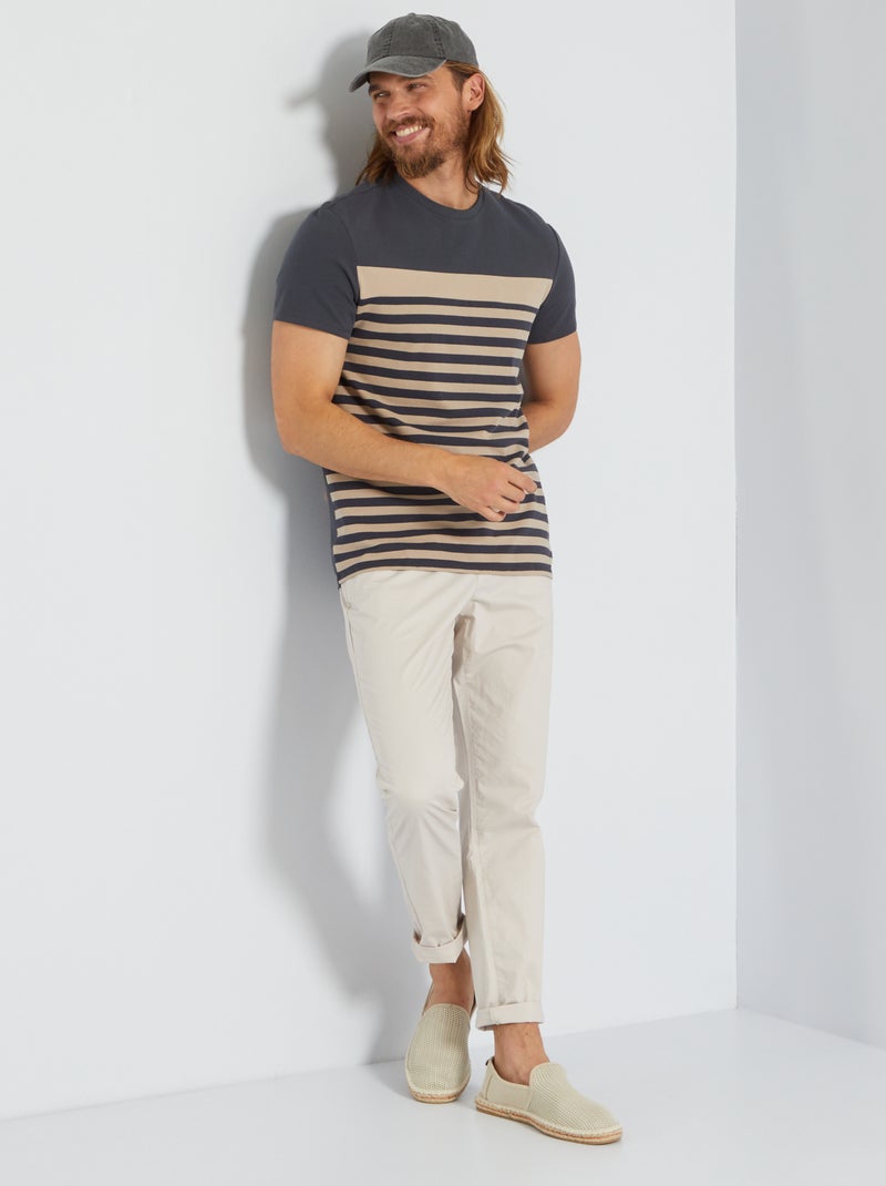 T-shirt color-block à rayures gris foncé - Kiabi