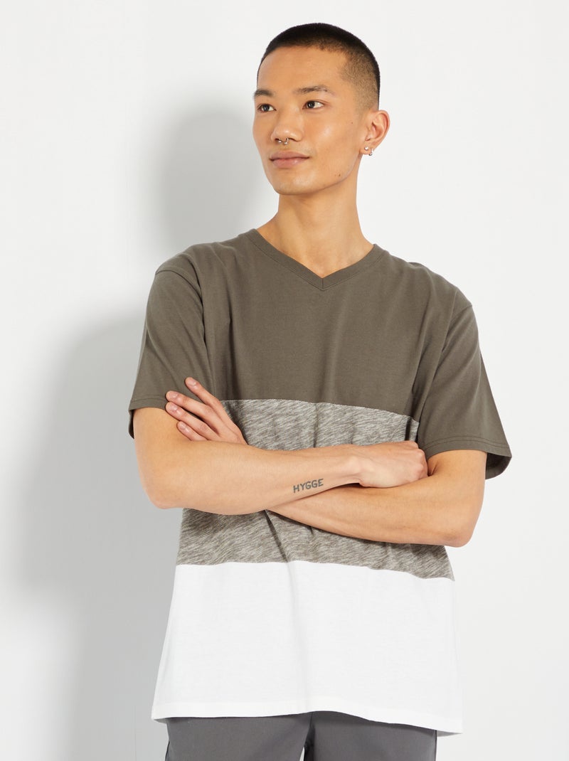 T-shirt 'color-block' anthracite - Kiabi