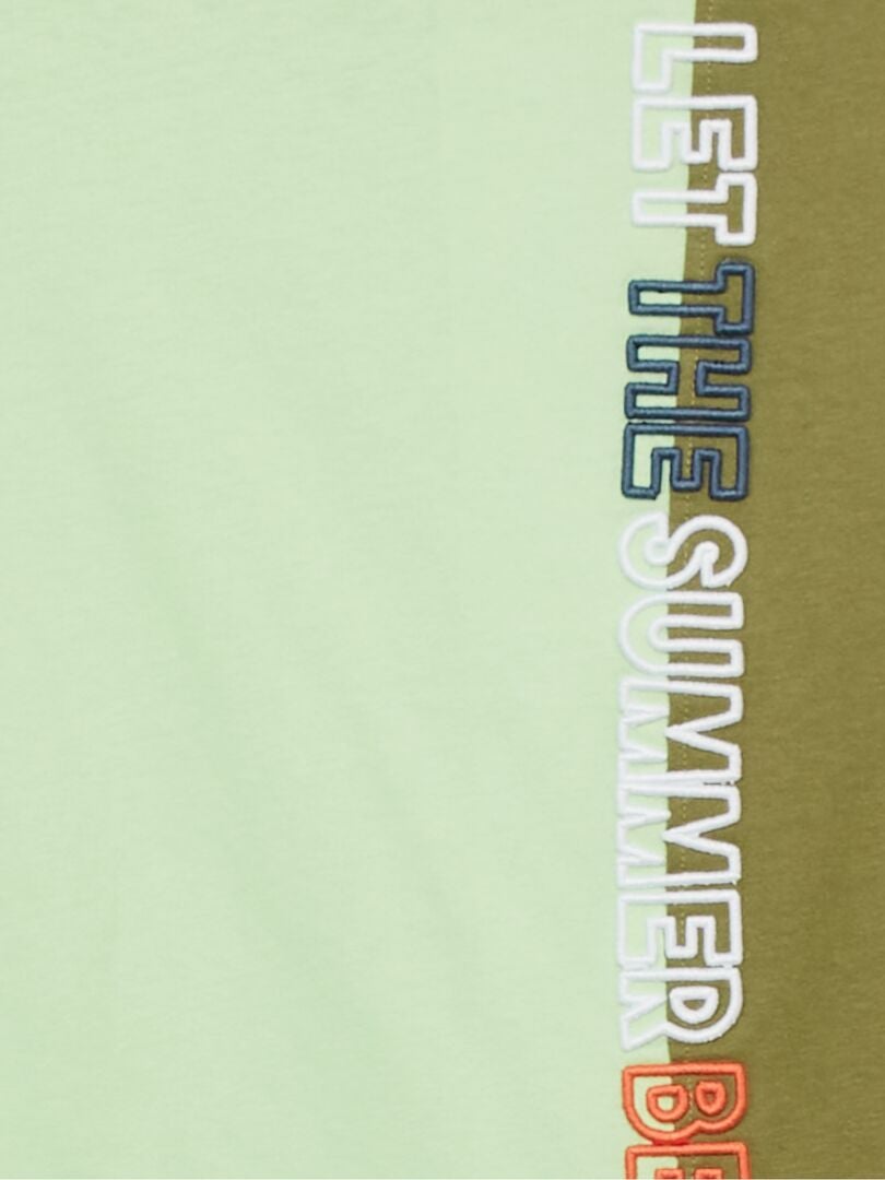 T-shirt color-block avec col rond Vert - Kiabi