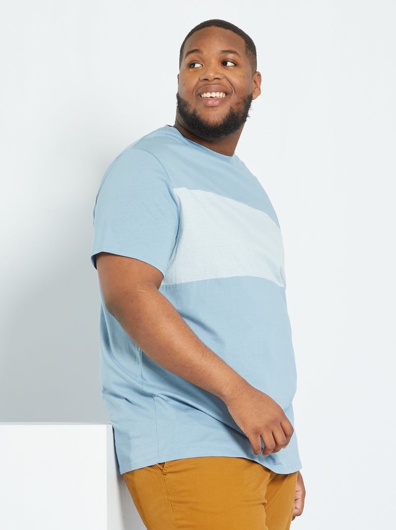 T-shirt color-block avec rayures Bleu - Kiabi
