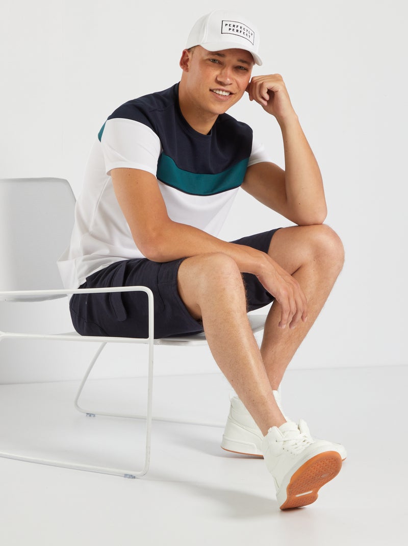 T-shirt color-block Blanc/noir/vert - Kiabi