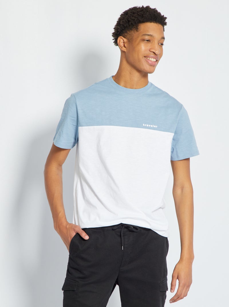 T-shirt color-block Bleu gris - Kiabi