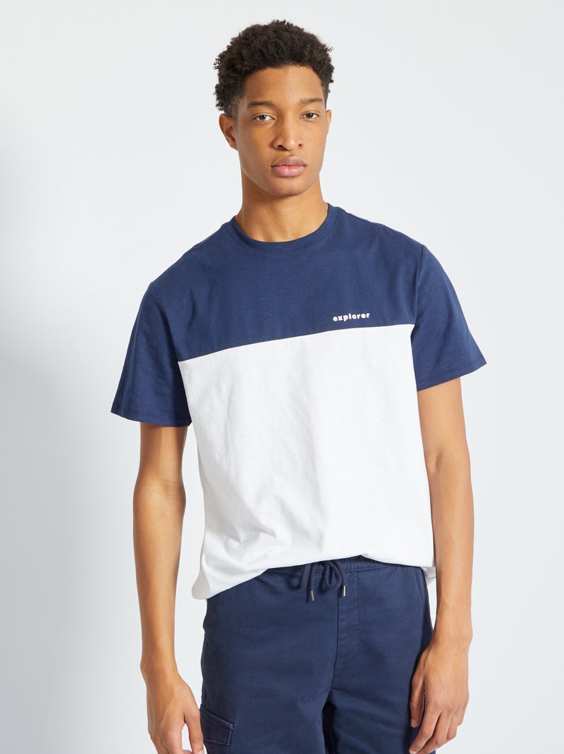 T-shirt color-block Bleu marine - Kiabi