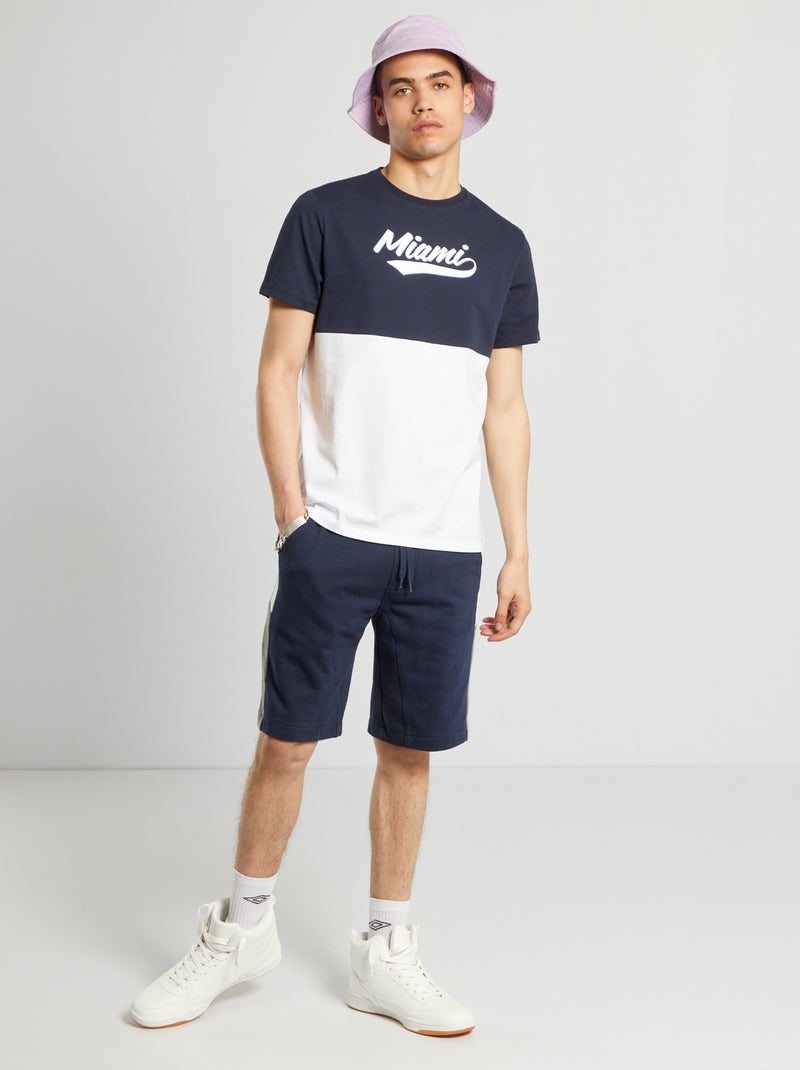 T-shirt 'color-block' Bleu - Kiabi
