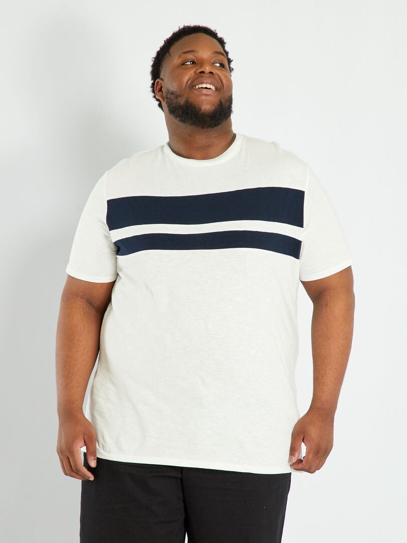 T-shirt color-block en jersey blanc - Kiabi