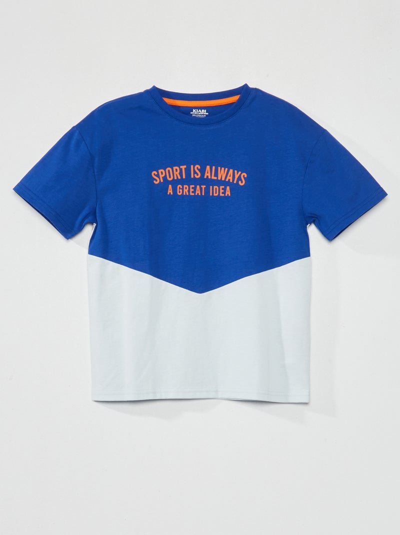 T-shirt color-block en jersey Bleu - Kiabi