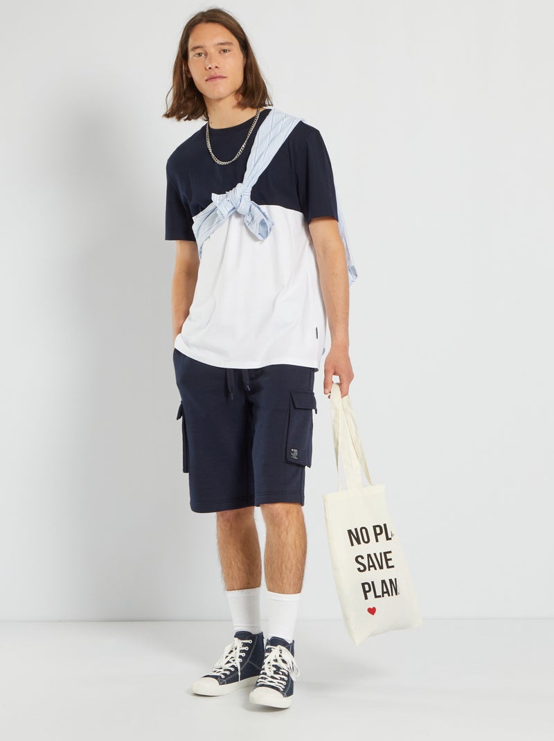 T-shirt color-block en jersey Bleu marine - Kiabi