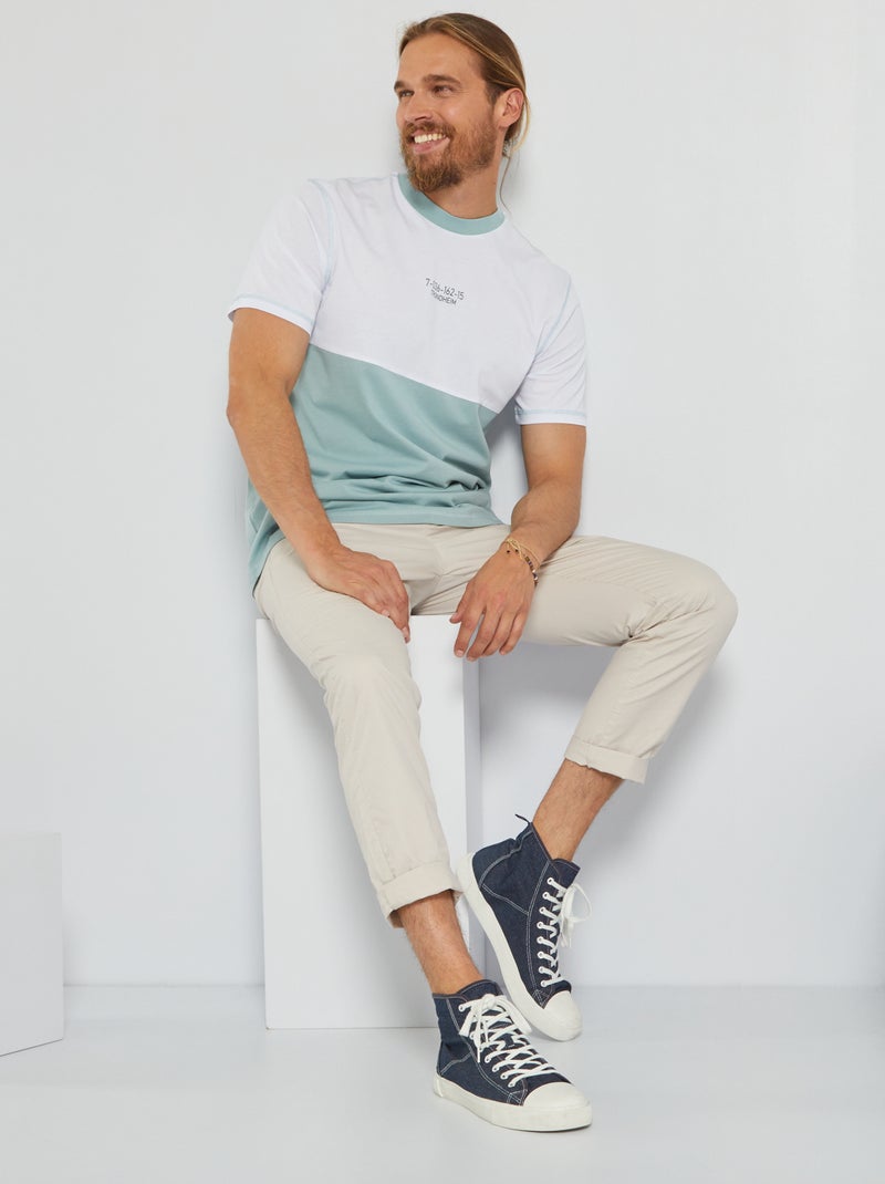 T-shirt color-block en jersey Bleu vert - Kiabi