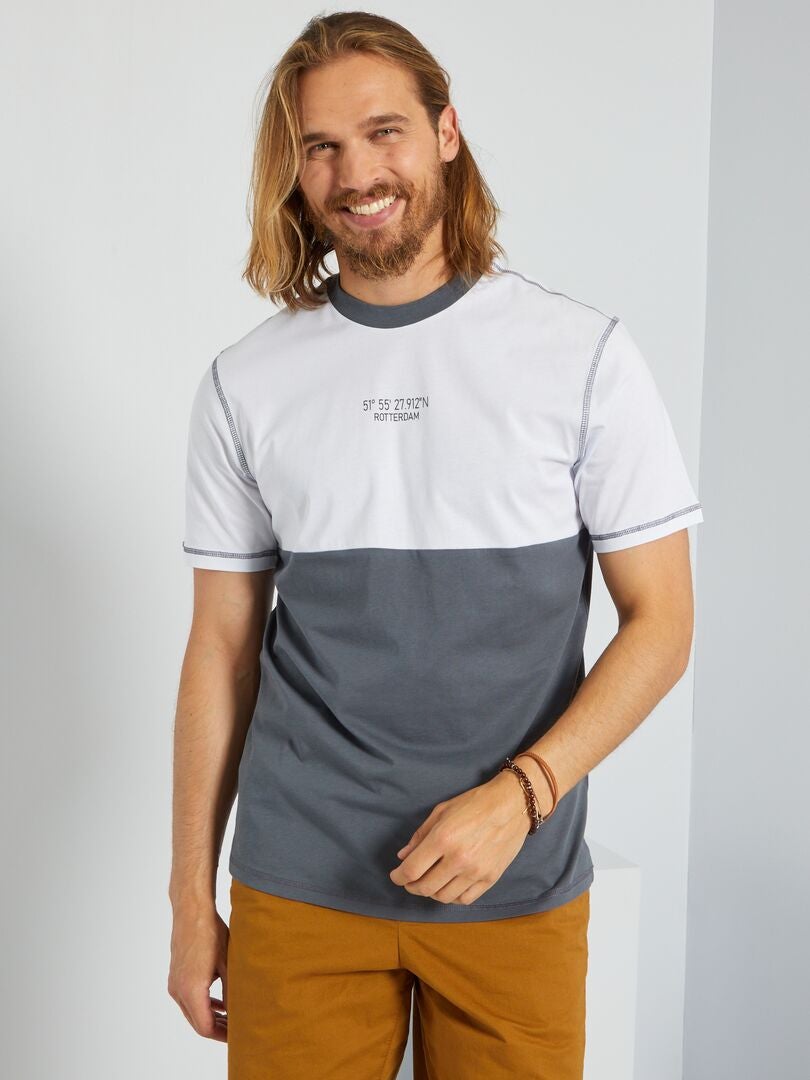 T-shirt color-block en jersey Gris - Kiabi