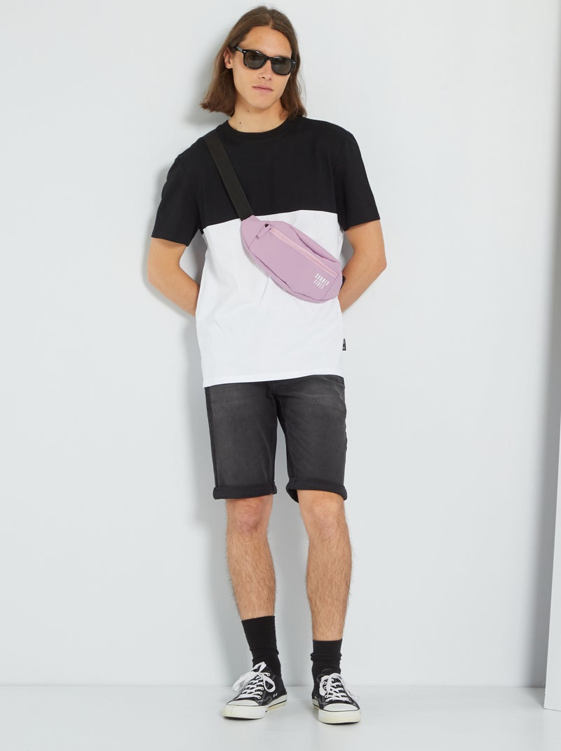 T-shirt color-block en jersey Noir - Kiabi