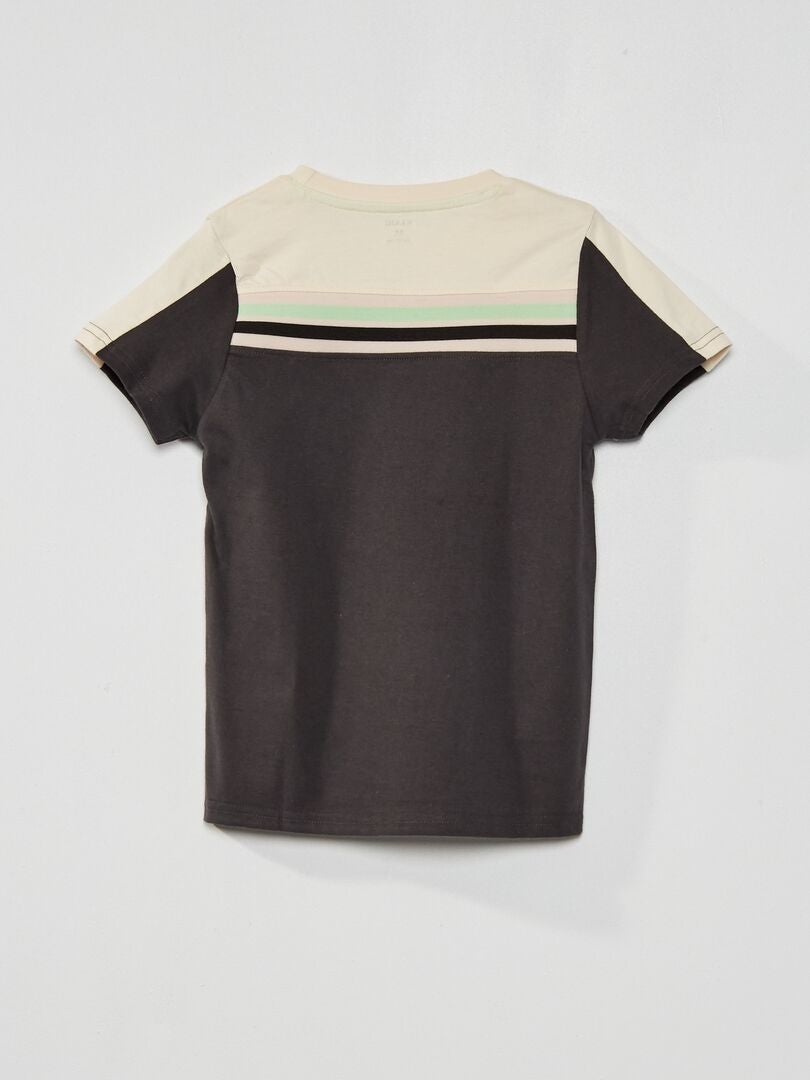 T-shirt color-block en jersey Noir/vert - Kiabi