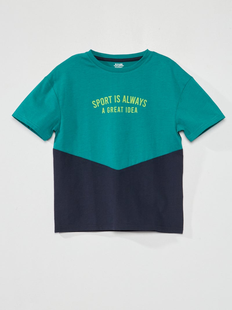 T-shirt color-block en jersey Vert - Kiabi