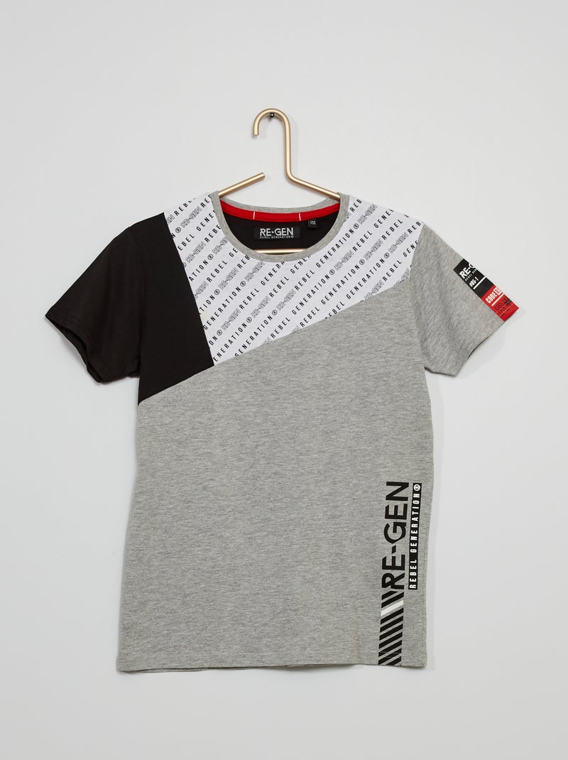 T-shirt color-block gris - Kiabi