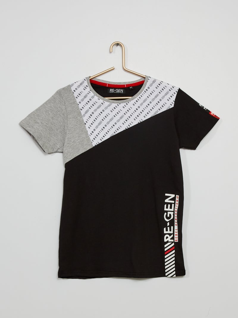 T-shirt color-block noir - Kiabi