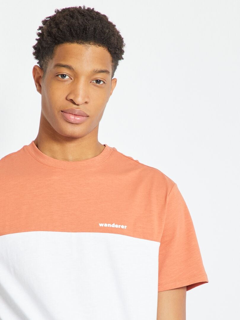 T-shirt color-block Orange - Kiabi