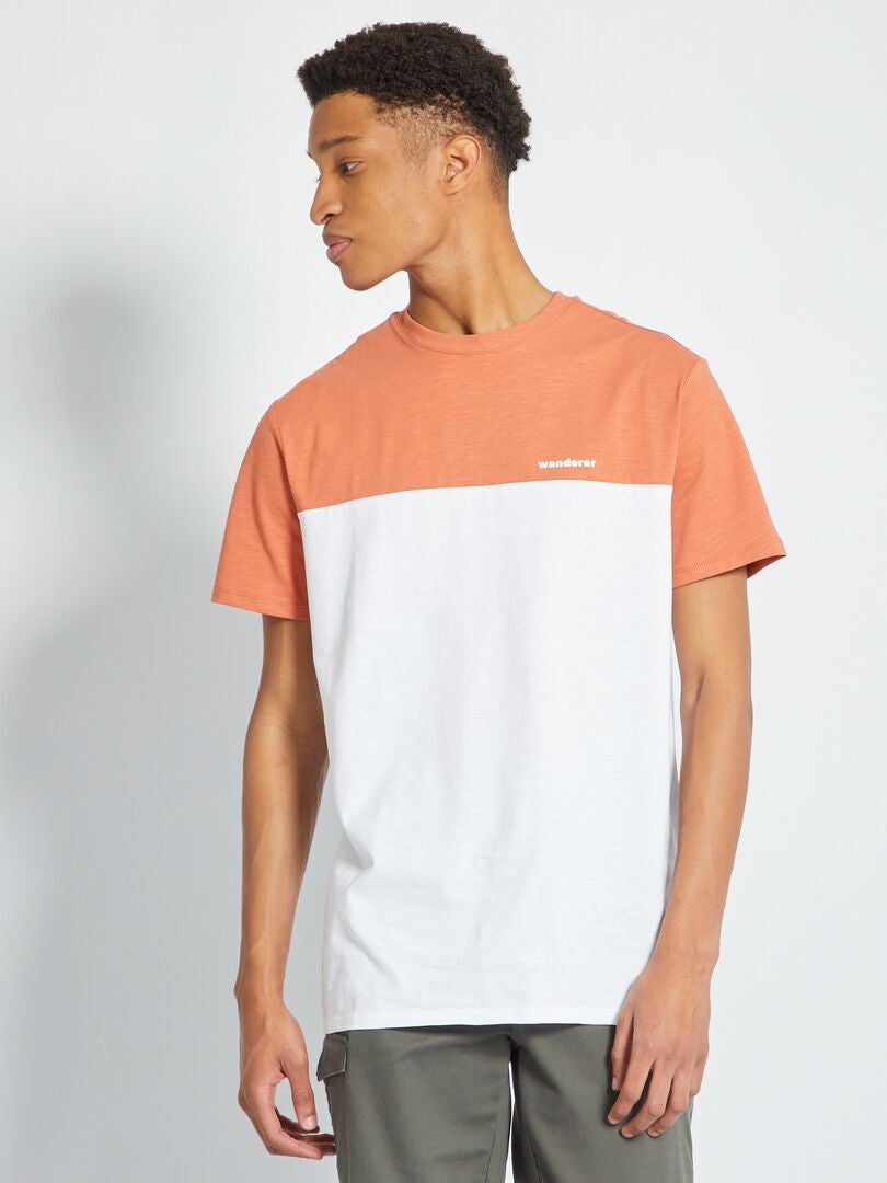 T-shirt color-block Orange - Kiabi