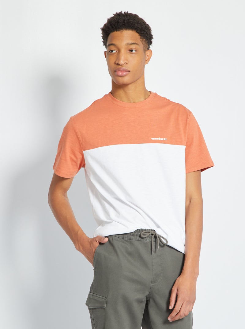 T-shirt color-block Orange - Kiabi
