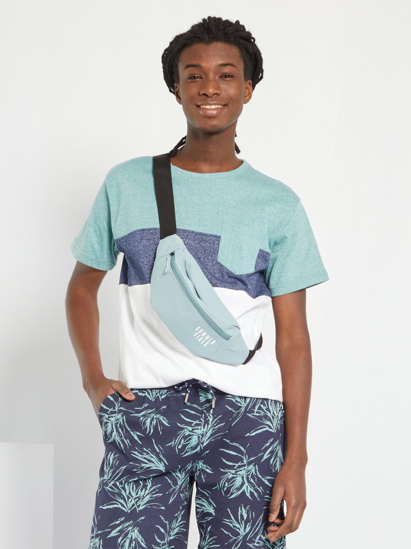 T-shirt color block poche poitrine vert/bleu/blanc - Kiabi