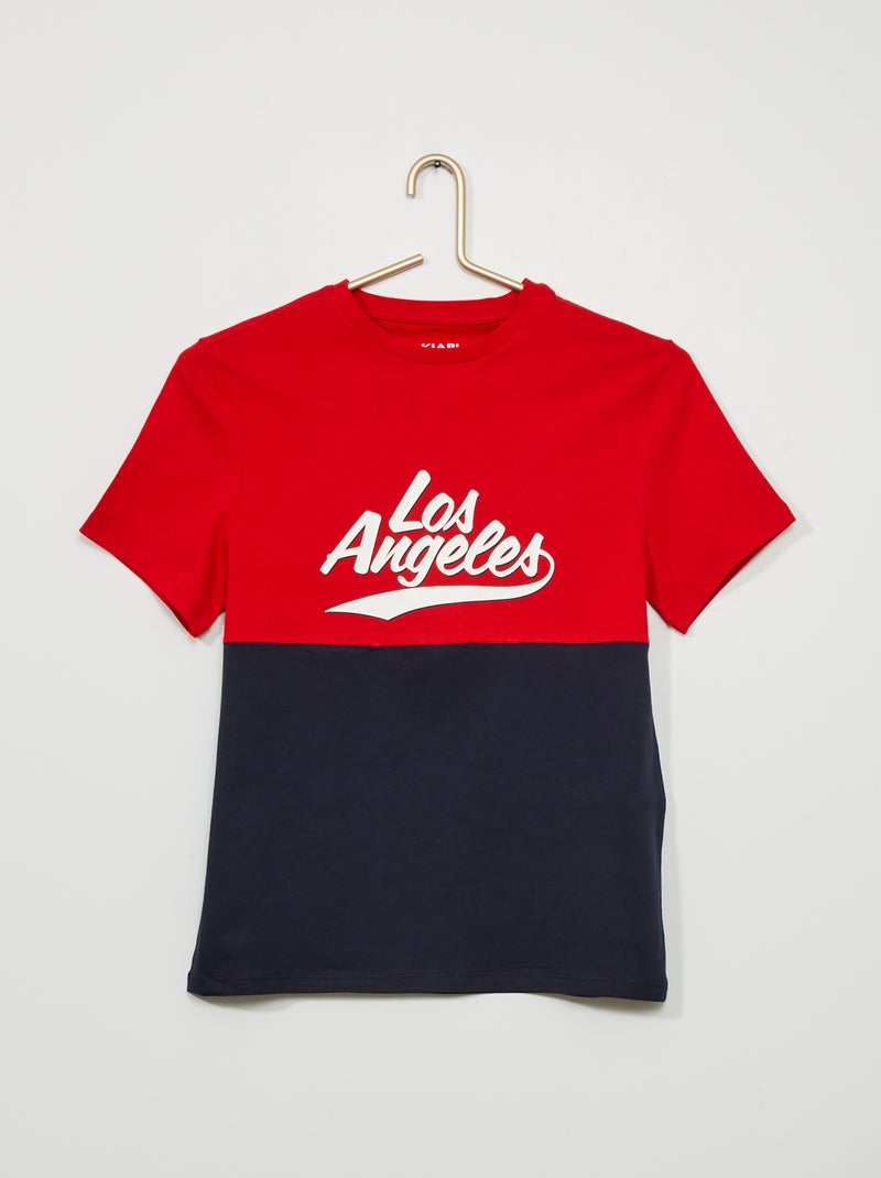 T-shirt 'color-block' Rouge - Kiabi