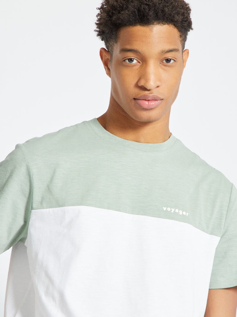 T-shirt color-block Vert pâle - Kiabi