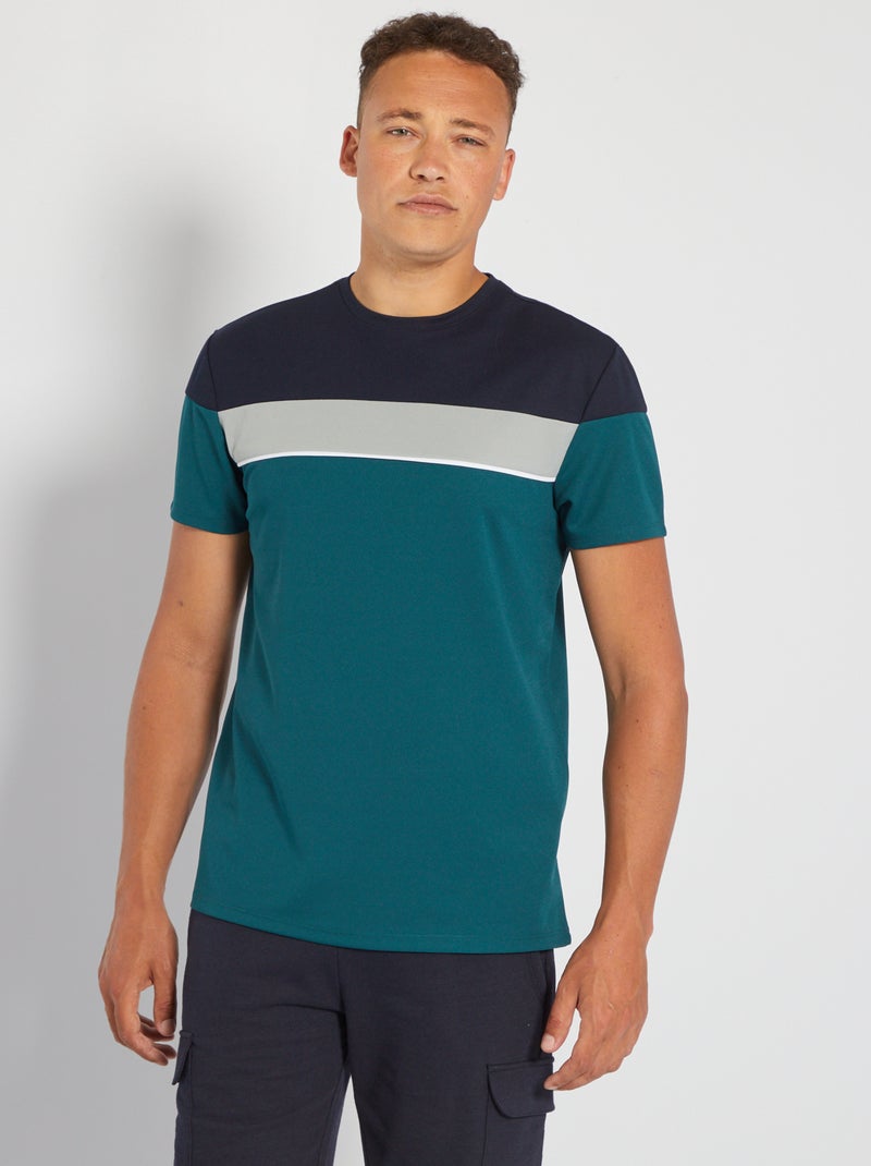 T-shirt color-block vert profond - Kiabi