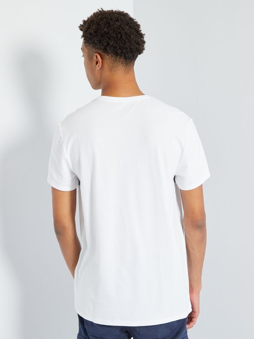 T-shirt colorblock jersey piqué +1m90 blanc/gris chiné - Kiabi