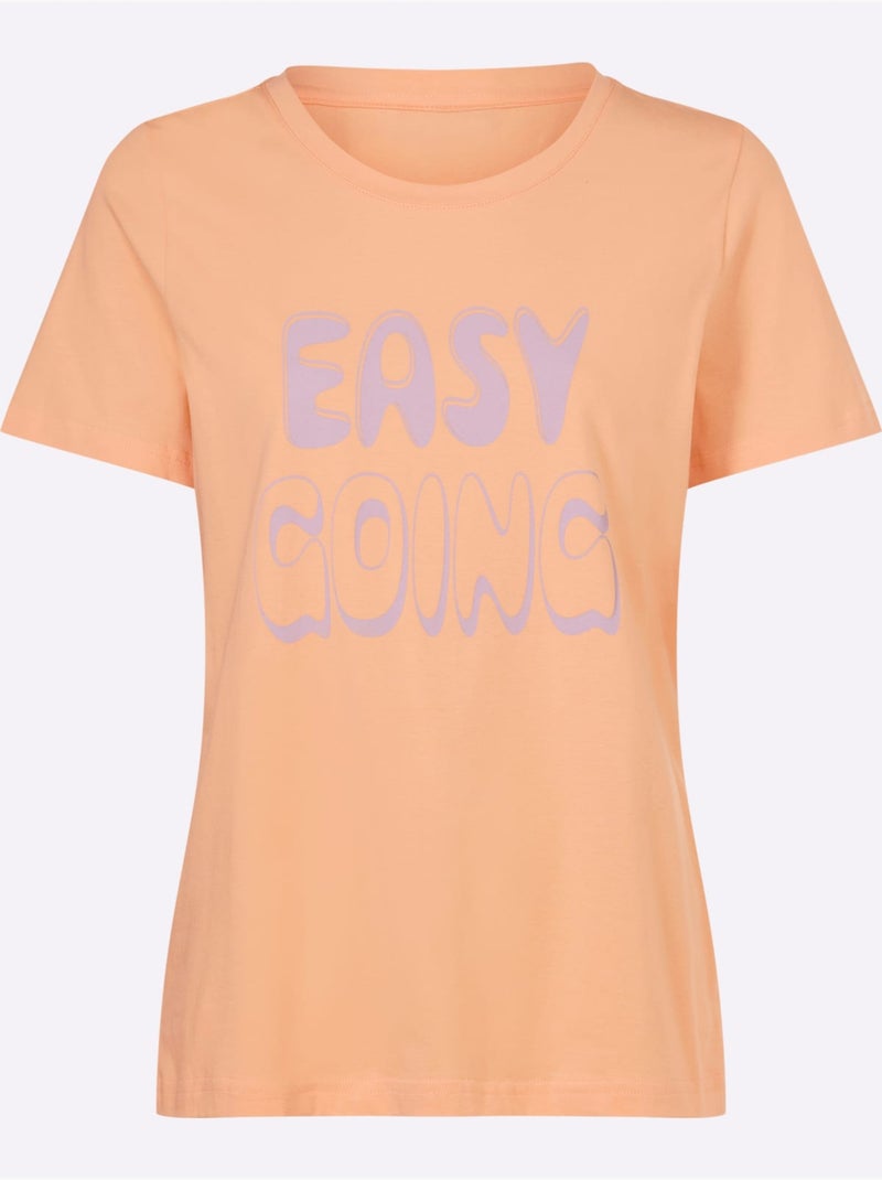 T-shirt Coloris Estivaux - Taille Standard - Helline Abricot - Kiabi