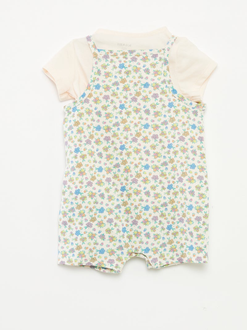 T-shirt + combishort à imprimé fleuri - 2 pièces ROSE - Kiabi