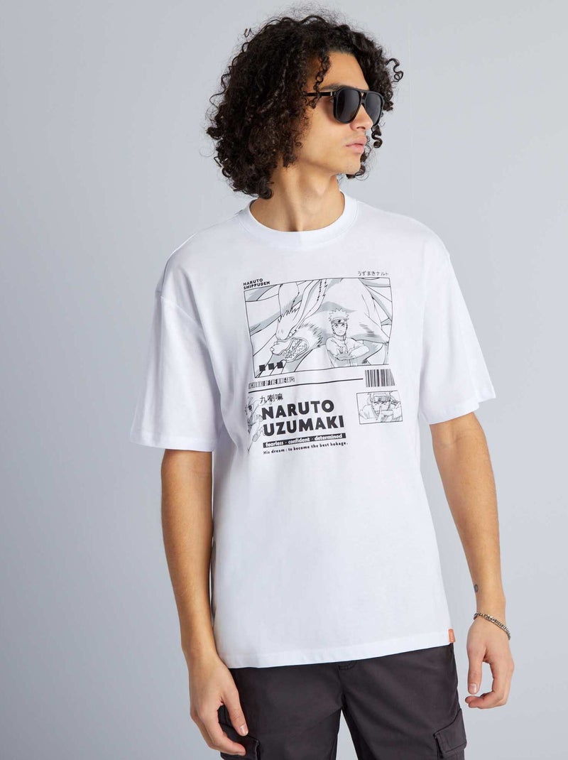 T-shirt confort en coton 'Naruto' blanc - Kiabi