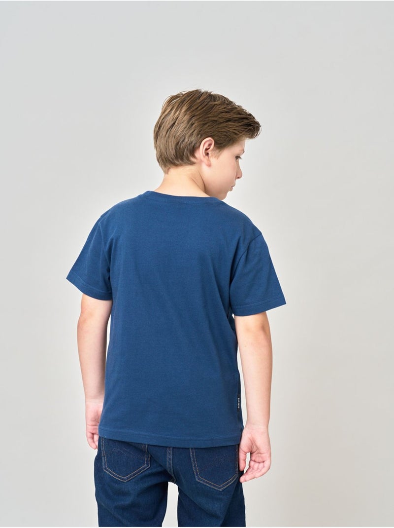 T-shirt confort garçon en 100% coton imprimé ourson snowboard 'deeluxe' Bleu marine - Kiabi