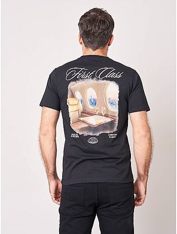 T-shirt confort homme en 100% coton imprimé avion first class 'deeluxe'