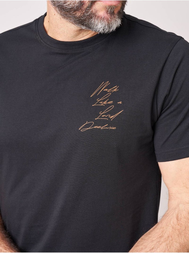 T-shirt confort homme en 100% coton imprimé chien gentleman 'Deeluxe' Noir - Kiabi