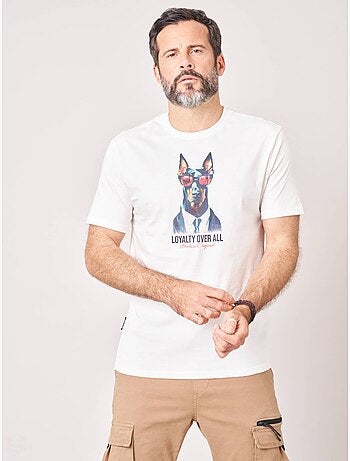 T-shirt confort homme en 100% coton imprimé chien lunettes 'deeluxe'