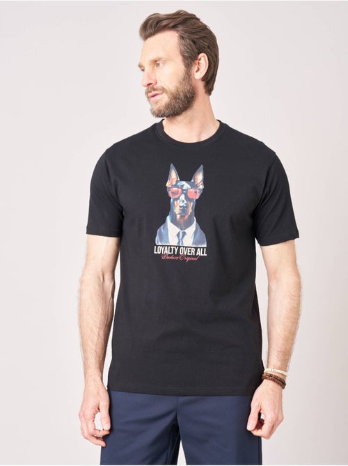 T-shirt confort homme en 100% coton imprimé chien lunettes 'Deeluxe' - Kiabi