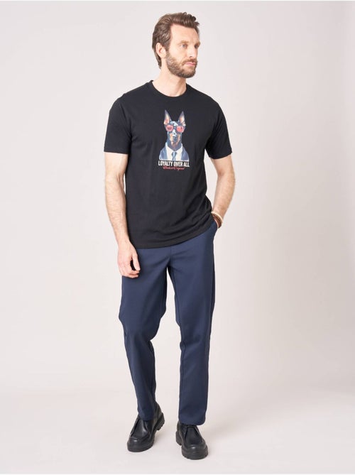 T-shirt confort homme en 100% coton imprimé chien lunettes 'Deeluxe' - Kiabi