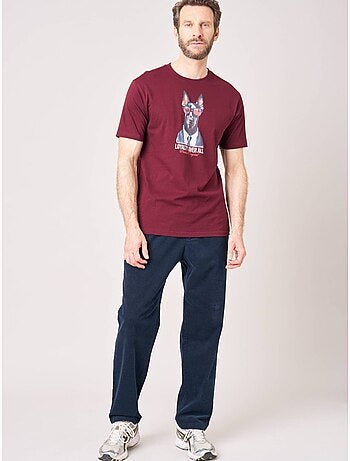 T-shirt confort homme en 100% coton imprimé chien lunettes 'deeluxe'