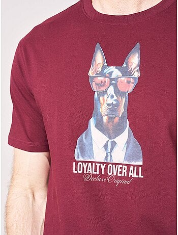 T-shirt confort homme en 100% coton imprimé chien lunettes 'deeluxe'